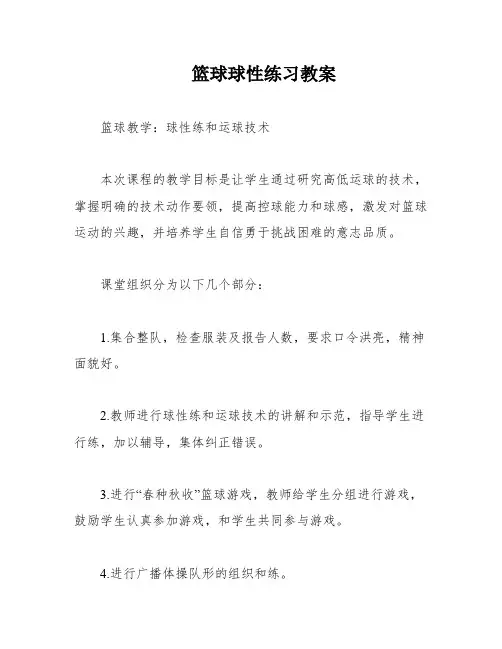 篮球球性练习教案