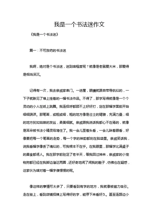 我是一个书法迷作文