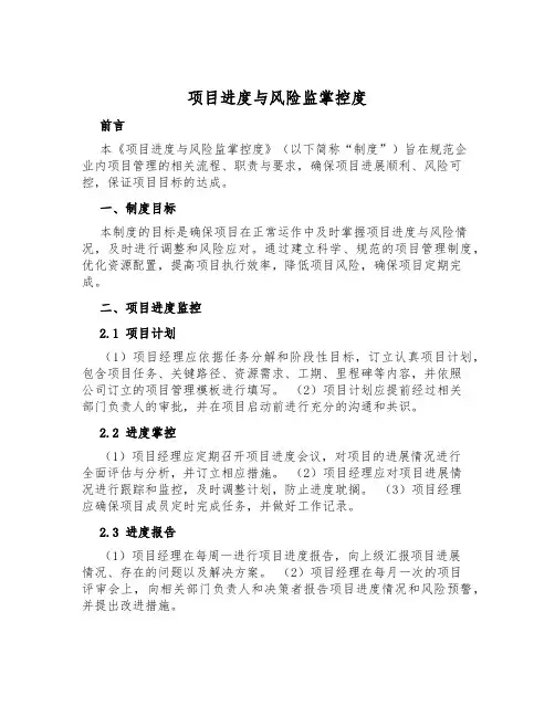 项目进度与风险监控制度