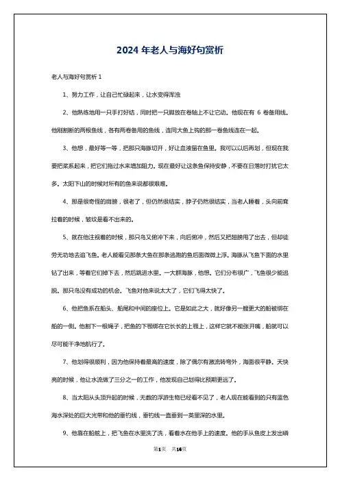 2024年老人与海好句赏析