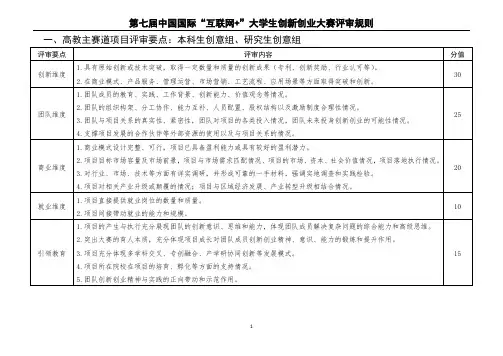 第七届互联网+大学生创新创业大赛评审规则
