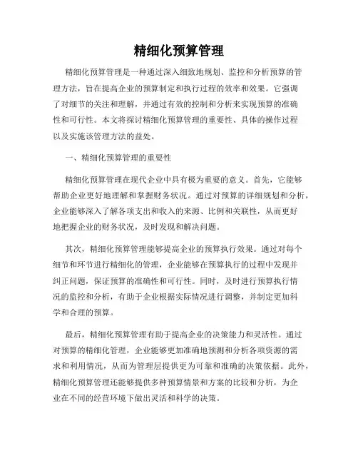 精细化预算管理