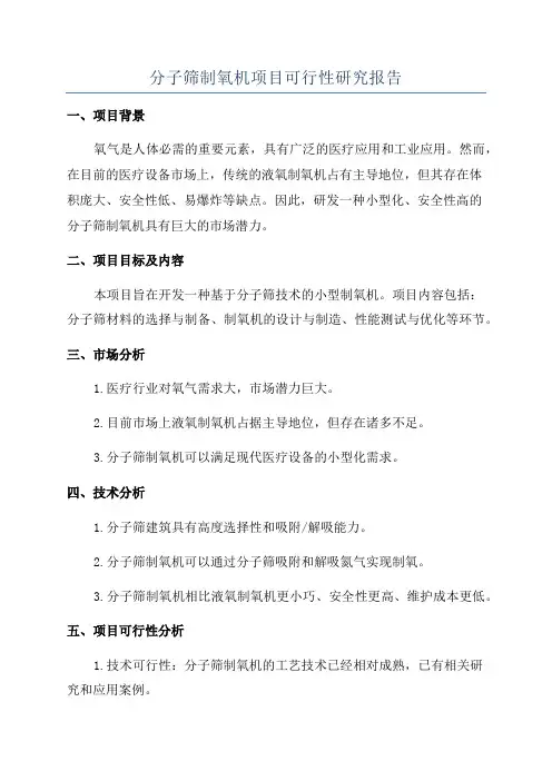 分子筛制氧机项目可行性研究报告