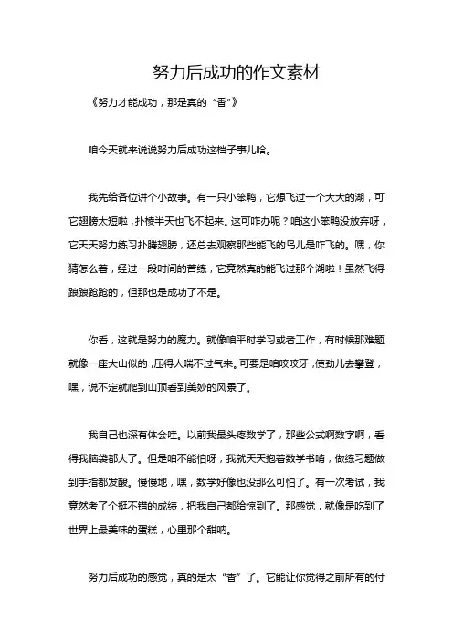 努力后成功的作文素材