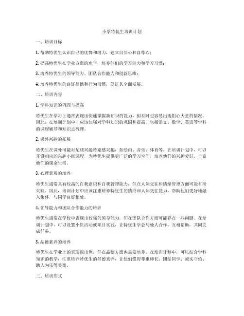 小学特优生培训计划