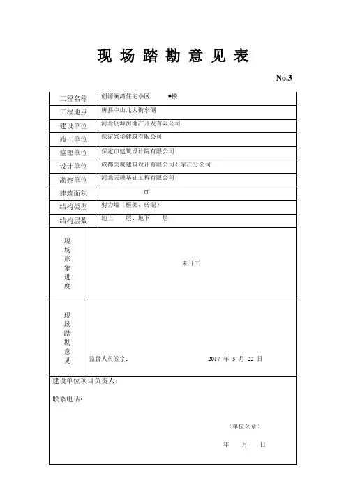 现场踏勘意见表
