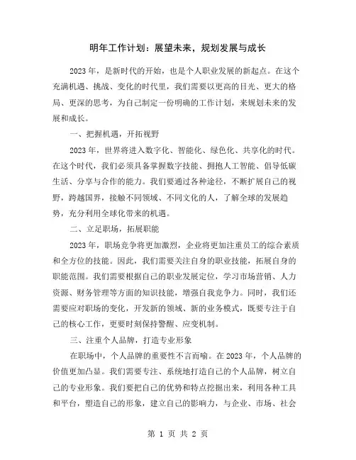 明年工作计划：展望未来,规划发展与成长