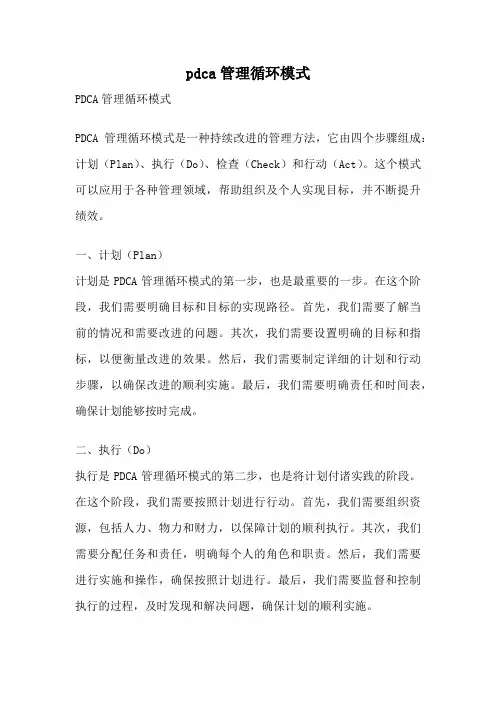 pdca管理循环模式