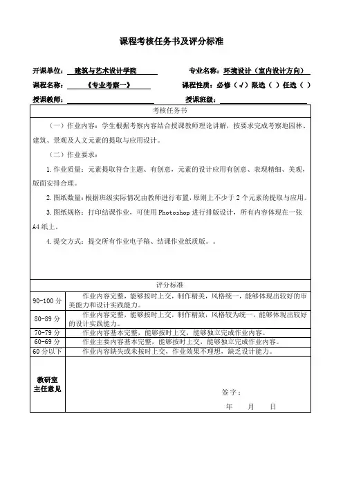 《专业考察一》课程考核任务书及评分标准