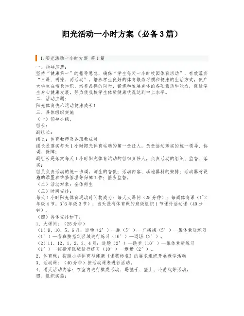 阳光活动一小时方案(必备3篇)