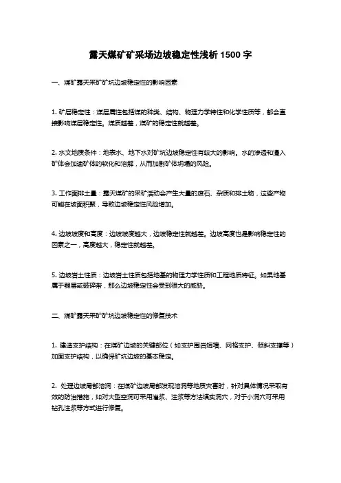 露天煤矿矿采场边坡稳定性浅析