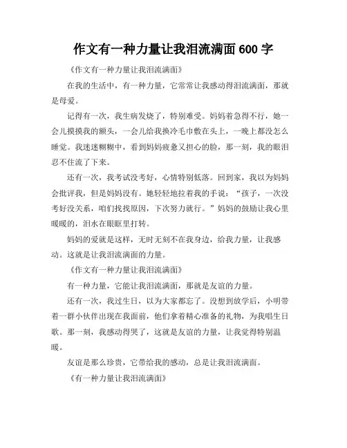 作文有一种力量让我泪流满面600字