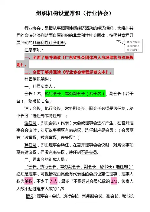 组织机构设置常识(行业协会)