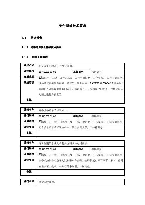 网络设备安全基线技术规范