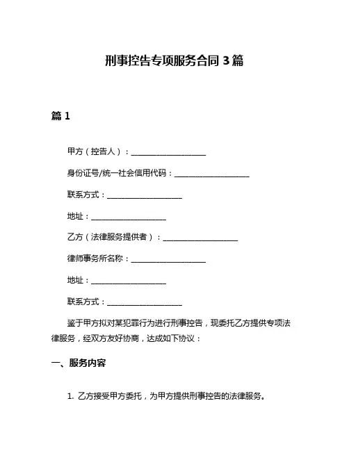 刑事控告专项服务合同3篇