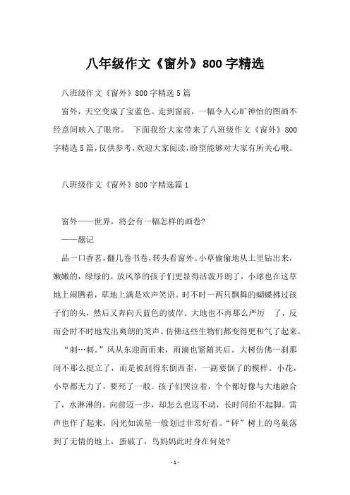 八年级作文《窗外》800字精选