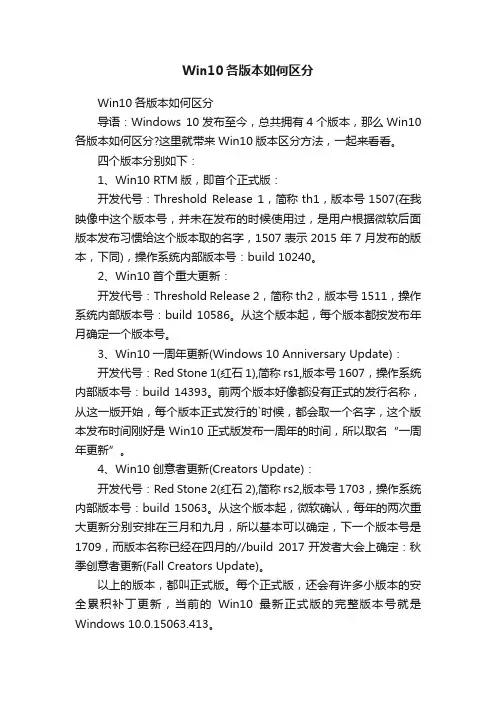 Win10各版本如何区分