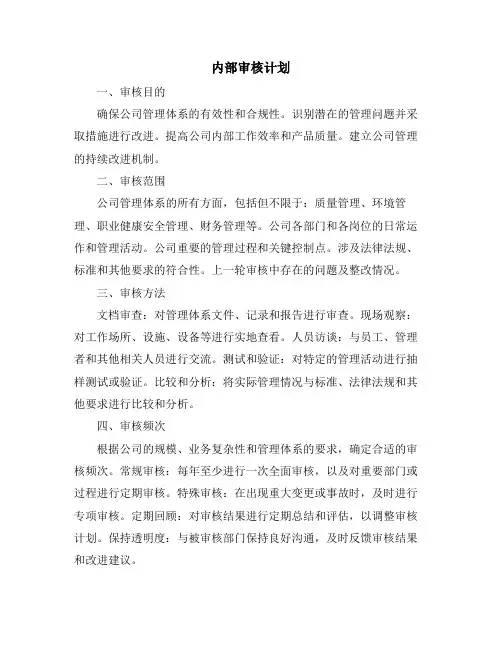 内部审核计划