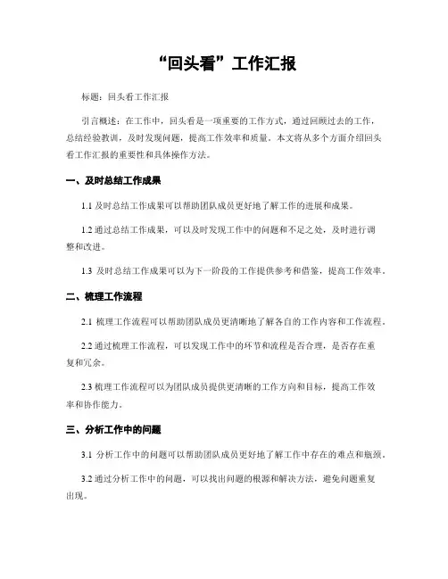 “回头看”工作汇报