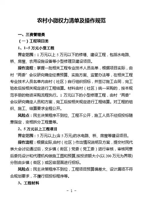 农村小微权力清单及操作规范