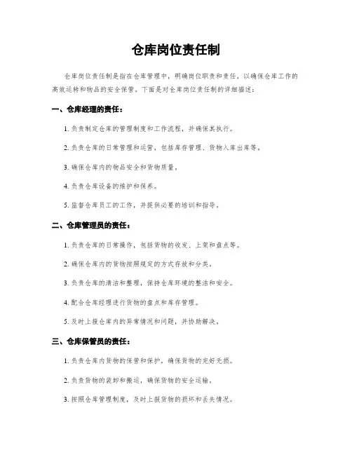 仓库岗位责任制