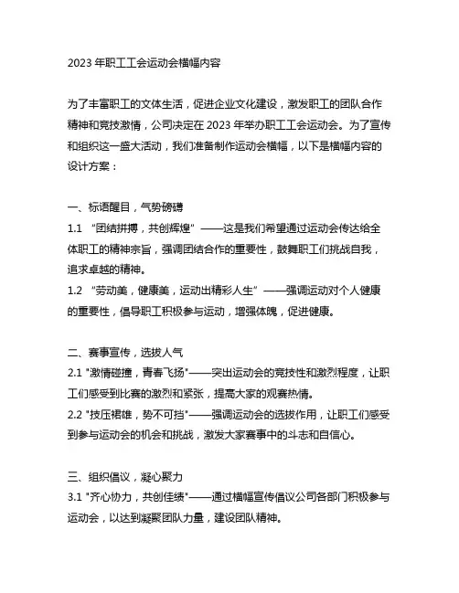 2023年职工工会运动会横幅内容。