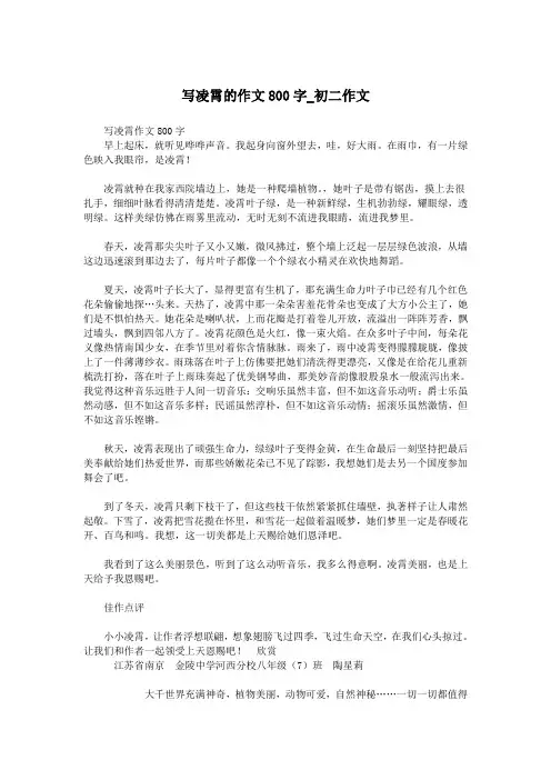 写凌霄的作文800字_初二作文.doc