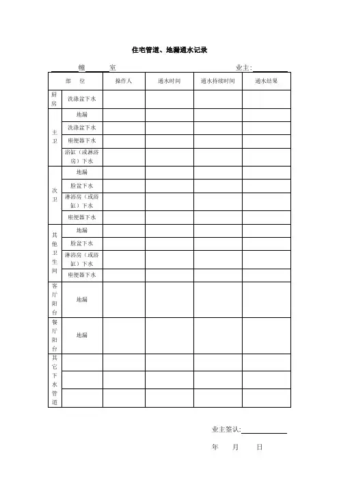 房屋验收单(毛坯房)