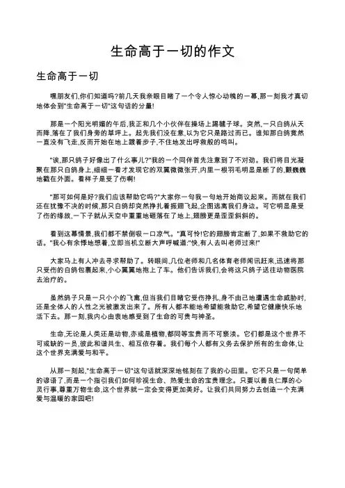 生命高于一切的作文