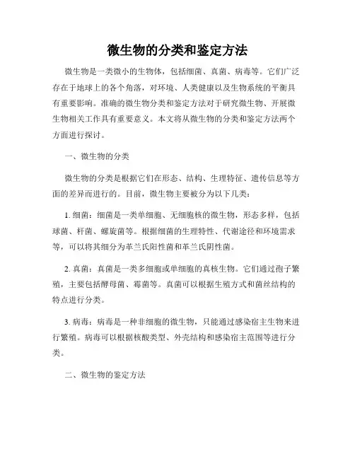 微生物的分类和鉴定方法