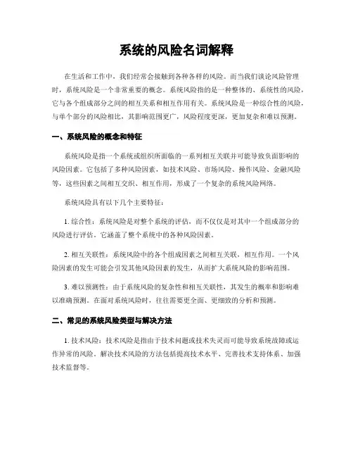 系统的风险名词解释