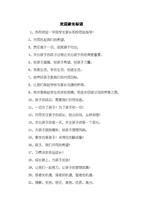 欢迎家长标语