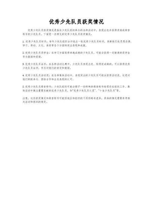 优秀少先队员获奖情况