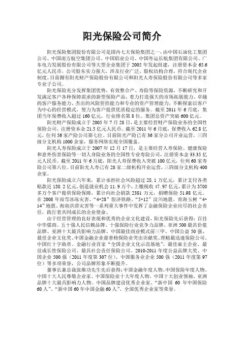 阳光保险集团公司简介
