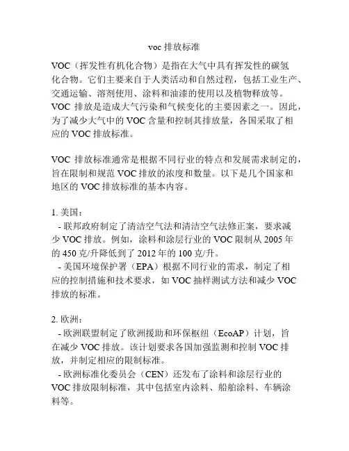 voc 排放标准