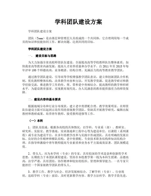 学科团队建设方案