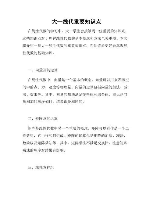 大一线代重要知识点