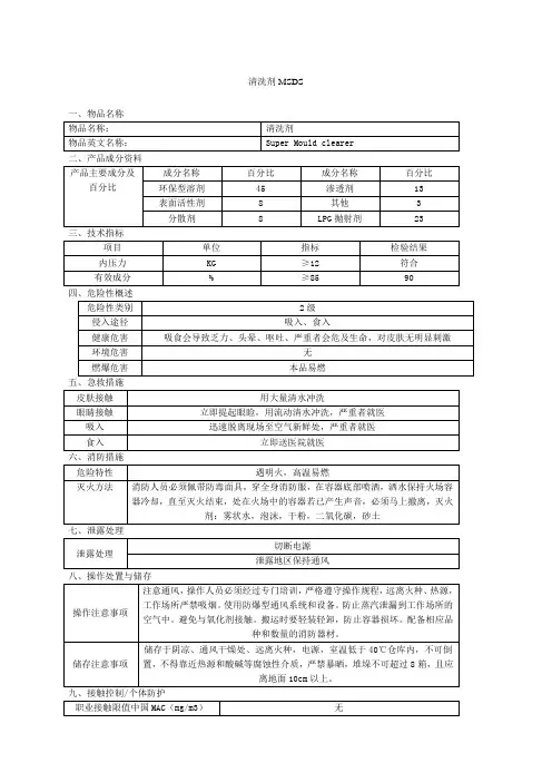 清洗剂MSDS