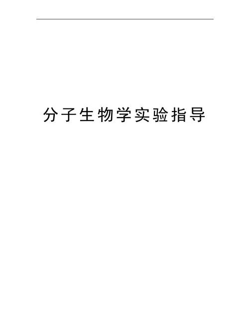 最新分子生物学实验指导