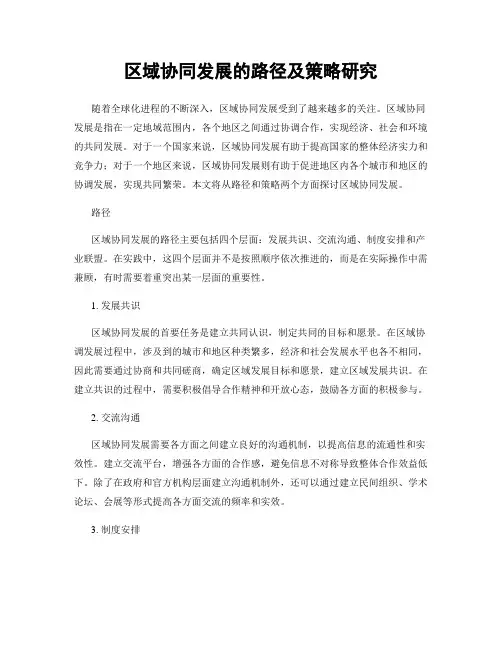区域协同发展的路径及策略研究