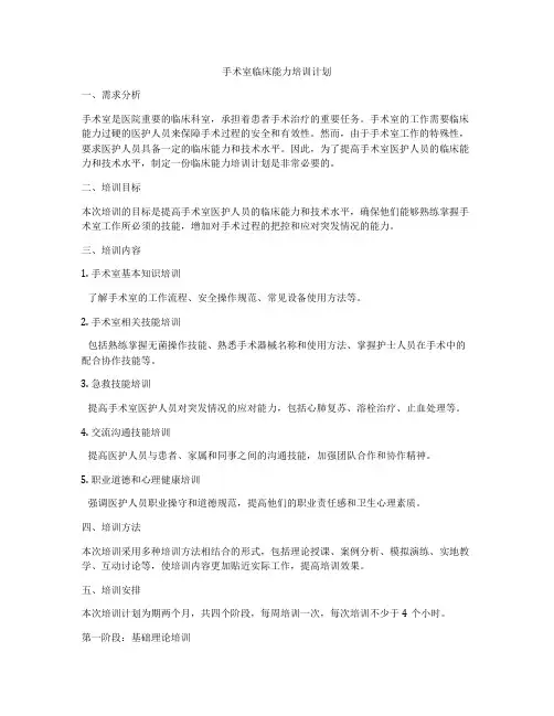手术室临床能力培训计划