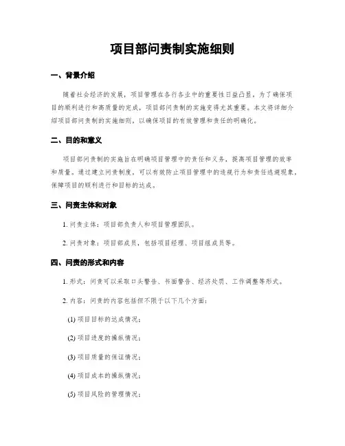 项目部问责制实施细则