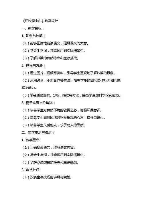 《在沙漠中心》教案设计