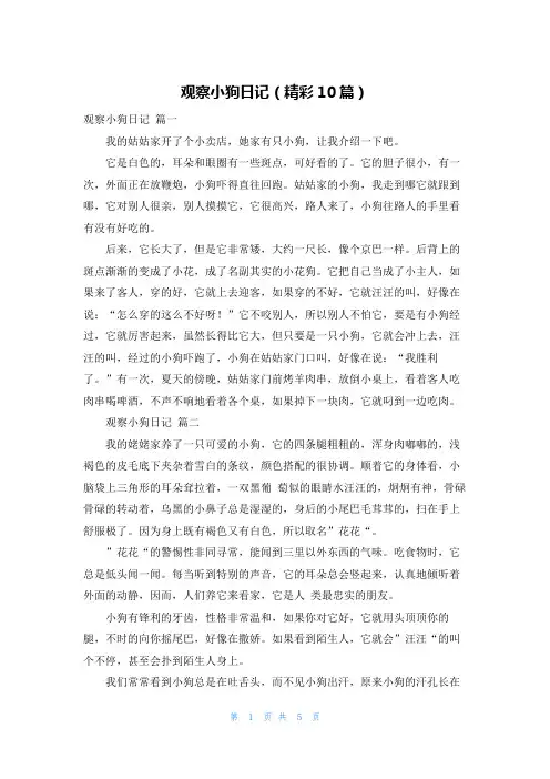 观察小狗日记(精彩10篇)