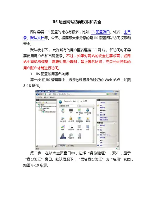 IIS配置网站访问权限和安全