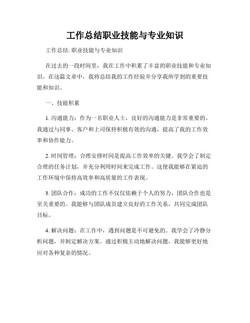 工作总结职业技能与专业知识