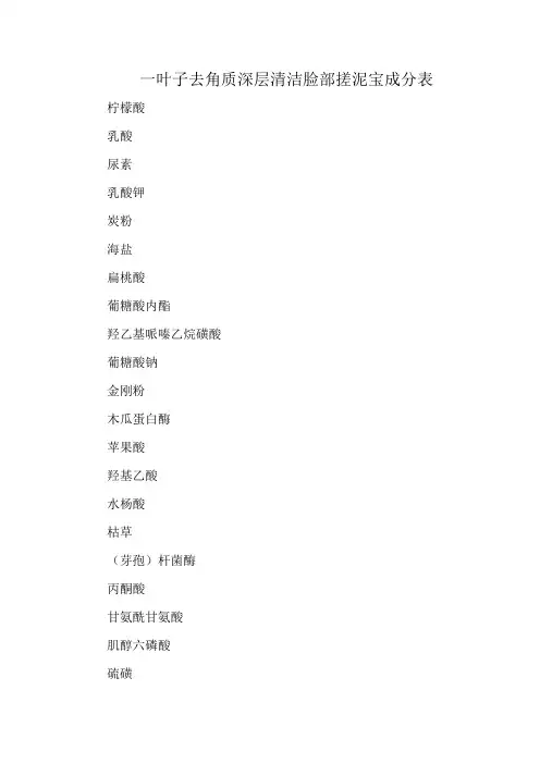 一叶子去角质深层清洁脸部搓泥宝成分表