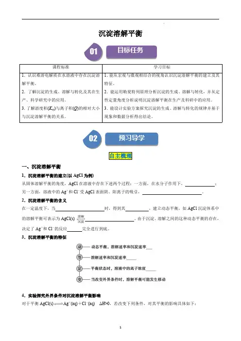 高中化学选择性必修一教案讲义：沉淀溶解平衡(教师版)
