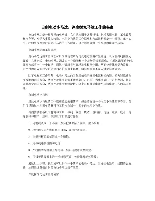 自制电动小马达,深度探究马达工作的秘密