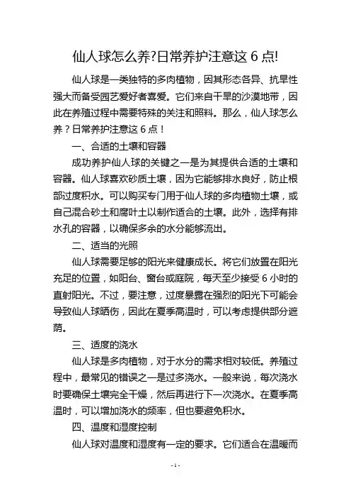 仙人球怎么养-日常养护注意这6点!